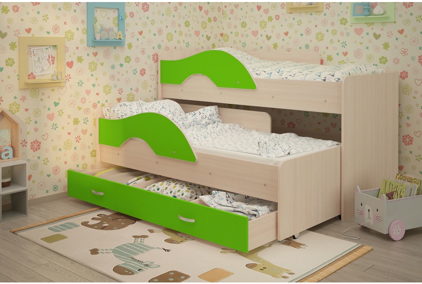 картинка Детская выкатная кровать "Радуга" ("Матрешка") от магазина Аистенок