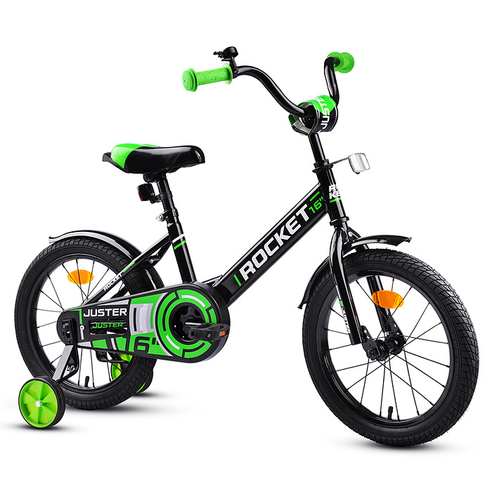 картинка Велосипед 16" Rocket Juster, цвет черно/зеленый от магазина Аистенок